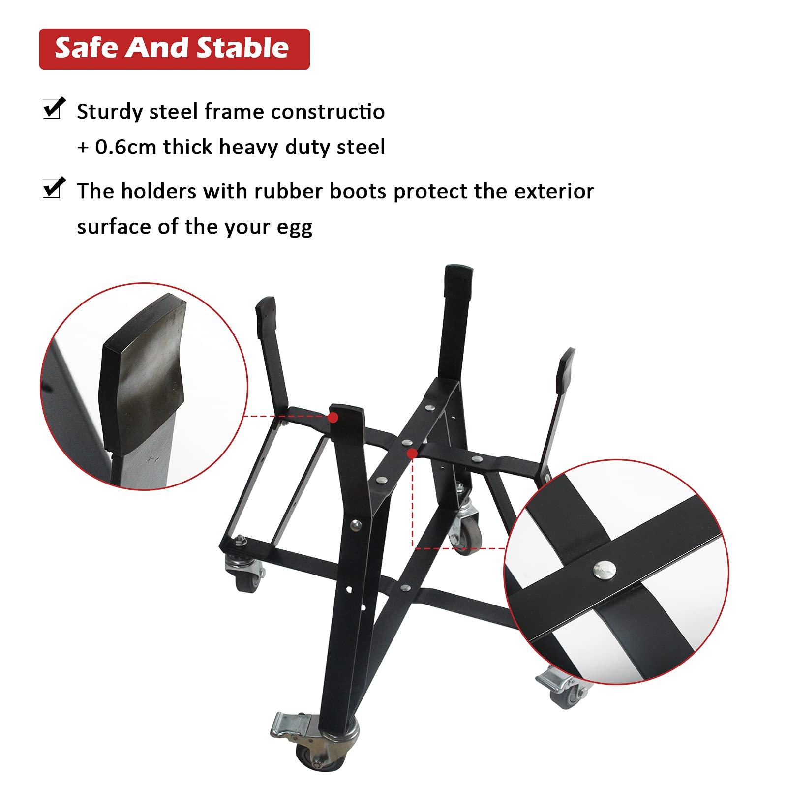 Dracarys Rolling Cart For Big Green Egg Accessories Rolling Nest With Heavy Duty Locking Caster Wheels Powder Coated Steel Rolli